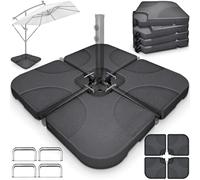 tillvex Lestage & Dalles Carrées pour Parasol Déporté - Pied de Parasol 60 litres / 80 kg, 4 Pièces avec Connecteur Métallique | Base Remplissable avec Eau ou Sable | Support de Parasol (Anthracite)