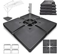 tillvex Lestage & Dalles Carrées pour Parasol Déporté - Pied de Parasol 90 litres / 120 kg, 4 Pièces avec Connecteur Métallique | Base Remplissable avec Eau ou Sable | Support de Parasol (Anthracite)