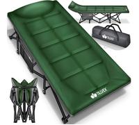 tillvex Lit de camping pliable avec sac | Vert | 190x68x40 cm | lit de camp intérieur extérieur | chaise de camping large | invité