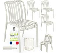 tillvex Lot de 4 chaises de Jardin empilables et résistantes aux intempéries - Charge maximale : 120 kg - Chaises de Jardin d'extérieur - pour Balcon, Jardin, terrasse