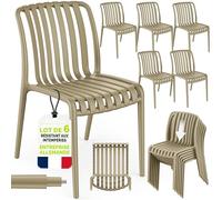 tillvex Lot de 6 chaises de Jardin empilables résistantes aux intempéries | Chaises d'extérieur jusqu'à 120 kg | Chaises de Jardin d'extérieur | Chaise de terrasse | Meubles de Jardin, Balcon, Jardin