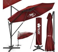 tillvex® Parasol Déporté Hexagonal 330 cm Premium avec Manivelle et Housse | Protection Contre le Vent | Réglable sur 7 Positions | Pivotant à 360°