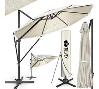 tillvex® Parasol Déporté Hexagonal 330 cm Premium avec Manivelle et Housse | Protection Contre le Vent | Réglable sur 7 Positions | Pivotant à 360°
