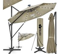 tillvex® Parasol Déporté Hexagonal 330 cm Premium avec Manivelle et Housse | Protection Contre le Vent | Réglable sur 7 Positions | Pivotant à 360°