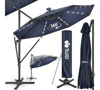 tillvex® Parasol Déporté Hexagonal 330 cm Premium avec Manivelle et Housse | Protection Contre le Vent | 7 Positions Réglables | Pivotant 360°