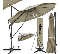 tillvex® Parasol déporté hexagonale 330 cm Premium avec manivelle | Avec housse et protection contre le vent | Parasol à manivelle réglable sur 7 positions | Parasol de jardin aluminium pivotant à 360