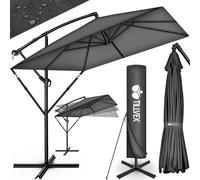 Tillvex Parasol déporté Rectangulaire Ø 330 cm + Housse de Protection & contre le vent | Anthracite - sans LED