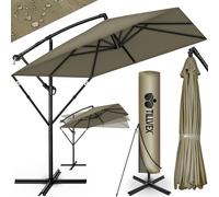 Tillvex Parasol déporté Rectangulaire Ø 330 cm + Housse de Protection & contre le vent | Marron - sans LED