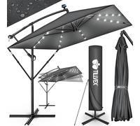 tillvex® Parasol déporté Rectangulaire Ø 330 cm + Housse de Protection & contre le vent | Parasol à manivelle carré avec support | Parasol de jardin Extérieur Anti-UV en aluminium