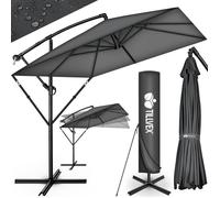 Tillvex Parasol déporté Rectangulaire Ø 330 cm + Housse de Protection & contre le vent | Anthracite - sans LED