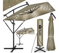 Tillvex Parasol déporté Rectangulaire Ø 330 cm + Housse de Protection & contre le vent | Marron - avec LED