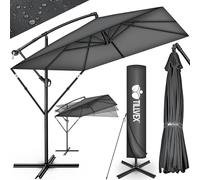 tillvex® Parasol déporté Rectangulaire Ø 330 cm + Housse de Protection & contre le vent | Parasol à manivelle carré avec support | Parasol de jardin Extérieur Anti-UV en aluminium