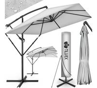 tillvex® Parasol déporté Rectangulaire Ø330cm + Housse de Protection & contre le vent | Parasol à manivelle carré + support | pour le jardin Extérieur en aluminium