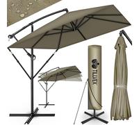 tillvex® Parasol déporté Rectangulaire Ø330cm + Housse de Protection & contre le vent | Parasol à manivelle carré + support | pour le jardin Extérieur en aluminium