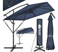Tillvex Parasol déporté Rectangulaire Ø 330 cm + Housse de Protection & contre le vent | Bleu marine - sans LED