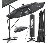 tillvex® Parasol Hexagonale 330 cm Premium avec Manivelle et Housse | Protection Contre le Vent | Réglable sur 7 Positions | Pivotant à 360°