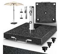 tillvex® Pied de Parasol Angulaire en Granit avec roulettes - 27 kg | avec Tube en Acier Inoxydable | Parasol Lestage Pieds Base pour pour Parasol déporté mâts de 16 à 48 mm et 250 cm de diamètre