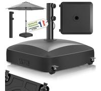 tillvex® Pied de Parasol PAVERA à roulettes et Freins | Support de lestage Parasol à remplir 37L/56kg | Poids pour Parasol Droit et de marché Ø1,8-3,7m | Résistant aux intempéries et UV (Noir)