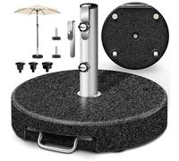 tillvex® Pied de Parasol Rond en Granit avec roulettes - 27 kg | avec Tube en Acier Inoxydable | Parasol Lestage Pieds Base pour pour Parasol déporté mâts de 16 à 48 mm et 250 cm de diamètre