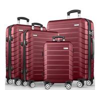 tillvex® Set de 4 Valises de Voyage + Balance, 8 Sangles à Bagages et 4 étiquettes à Bagages | Lot de valises avec roulettes et TSA Lock | Sacs de Voyage à Coque Rigide S-M-L-XL (Rouge)