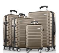 tillvex® Set de 4 Valises de Voyage + Balance, 8 Sangles à Bagages et 4 étiquettes à Bagages | Lot de valises avec roulettes et TSA Lock | Sacs de Voyage à Coque Rigide S-M-L-XL (Or Rose)