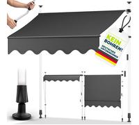 tillvex Store banne à manivelle rétractable | Gris | 350cm | marquise de terrasse sans perçage | auvent balcon rétractable