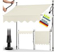 tillvex Store banne à manivelle rétractable | Sable | 400cm | marquise de terrasse sans perçage | auvent balcon rétractable