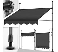 tillvex Store Banne Manuel rétractable avec manivelle pour Le Balcon | Marquise de terrasse sans percement | Marquise Soleil de Balcon auvent téléscopique (Anthracite, 300cm)