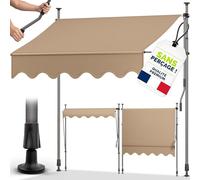 tillvex Store Banne Manuel rétractable avec manivelle pour Le Balcon | Marquise de terrasse sans percement | Marquise Soleil de Balcon auvent téléscopique (Taupe, 400cm)