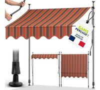 tillvex Store Banne Manuel rétractable avec manivelle pour Le Balcon | Marquise de terrasse sans percement | Marquise Soleil de Balcon auvent téléscopique (Orange/Anthracite, 400cm)