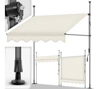 tillvex Store Banne Manuel rétractable avec manivelle pour Le Balcon | Marquise de terrasse sans percement | Marquise Soleil de Balcon auvent téléscopique (Sable, 150cm)