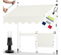 tillvex Store Banne Manuel rétractable avec manivelle pour Le Balcon | Marquise de terrasse sans percement | Marquise Soleil de Balcon auvent téléscopique (Beige, 300cm)