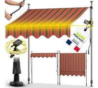 tillvex Store Banne Manuel rétractable avec manivelle pour Le Balcon | Marquise de terrasse sans percement | Marquise Soleil de Balcon auvent téléscopique (Orange/Anthracite avec LED, 200cm)