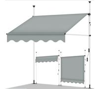 tillvex Store Banne Manuel rétractable avec manivelle pour Le Balcon | Marquise de terrasse sans percement | Marquise Soleil de Balcon auvent téléscopique (Gris Clair, 150cm)