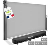tillvex® Store latéral 200 x 400 cm extensible et opaque avec Housse de protection | Brise-vue pour balcon, jardin et terrasse | Support mural | Protection solaire en acier inoxydable | Contre le vent