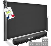 tillvex® Store latéral 200 x 400 cm extensible et opaque avec Housse de protection | Brise-vue pour balcon, jardin et terrasse | Support mural | Protection solaire en acier inoxydable | Contre le vent
