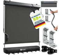 tillvex® Store Vertical pour extérieur et intérieur - Store extérieur imperméable avec manivelle pour Balcon, terrasse et Jardin - Protection Solaire en Aluminium (Anthracite, 140 x 250 cm)