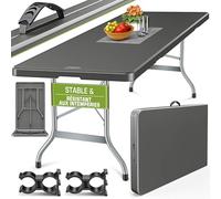 tillvex Table de Jardin Pliante en Plastique 180x75 cm avec poignée | Idéale comme Buffet, pour Terrasse, Jardin, Balcon ou Camping | 8 Personnes