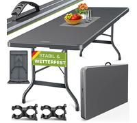 tillvex® Table de Jardin Pliante en Plastique 180x75cm Anthracite | Idéale comme Buffet, pour Terrasse, Jardin, Balcon ou Camping