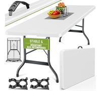 tillvex Table de Jardin Pliante en Plastique 220x70 cm avec poignée | Idéale comme Buffet, pour Terrasse, Jardin, Balcon ou Camping | 10 Personnes