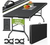 tillvex Table de Jardin Pliante en Plastique 220x70 cm avec poignée | Idéale comme Buffet, pour Terrasse, Jardin, Balcon ou Camping | 10 Personnes