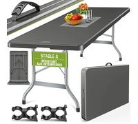 tillvex® Table de Jardin Pliante en Plastique 220x70cm Anthracite Idéale comme Buffet pour Terrasse Jardin Balcon ou Camping