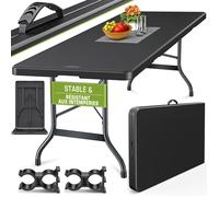 tillvex® Table de Jardin Pliante en Plastique 220x70cm Noir | Idéale comme Buffet, pour Terrasse, Jardin, Balcon ou Camping