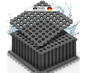 tillvex® Tapis de protection pour piscine 4 pièces avec trous 51x51 cm | Tapis de sol pour piscine et pataugeoire | Tapis de piscine pour sol extérieur | Sous-couche de piscine pour protection du sol