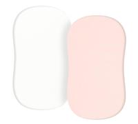 TILLYOU Lot de 2 draps de berceau en jersey doux, 81,4 x 40,6 cm, flexibles pour différents matelas de berceau et de couffin, super doux, respirant et confortable, rose jade et blanc