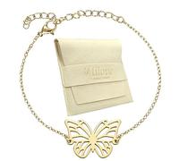 TILOVE - Bracelet Papillon en Acier Inoxydable Doré - Symbole de Transformation et de Liberté - Chaîne Réglable 16 + 5 cm - Cadeau Élégant avec Pochette en Microfibre et Carte Inspirante