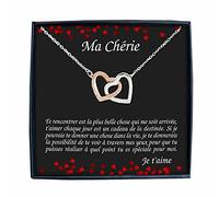 TILOVE Collier Personnalisé Ma Chérie - Pendentif Coeurs Entrelacés Acier Chirurgical + Message d'Amour - Bijou Saint-Valentin Femme - Boîte Cadeau France