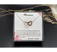 TILOVE Collier Personnalisé pour Femme avec Pendentif en Forme de Coeurs Entrelacés Contenant un Message d'Amour pour Votre Mère signé Ta Fille