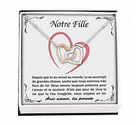 TILOVE Collier Personnalisé pour Femme avec Pendentif en Forme de Coeurs Entrelacés Contenant un Message d'Amour pour Votre Fille signé Maman et Papa