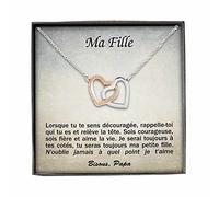 TILOVE Collier Personnalisé pour Femme avec Pendentif en Forme de Coeurs Entrelacés Contenant un Message d'Amour pour Votre Fille signé Papa
